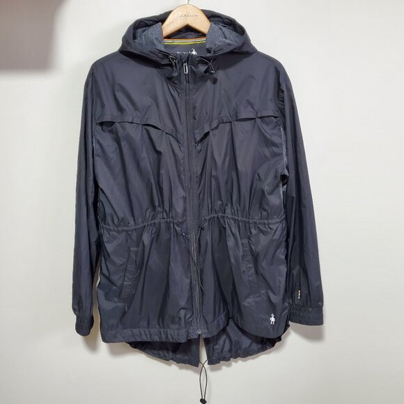 SMARTWOOL Phd Ultra Light Sport Anorak Windbreaker Coat Jacket Black Women Large - Picture 3 of 16